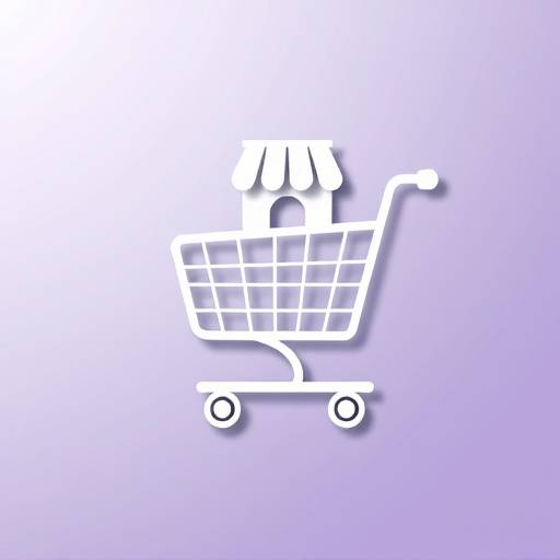Icona e-commerce: un carrello della spesa con un'icona di negozio