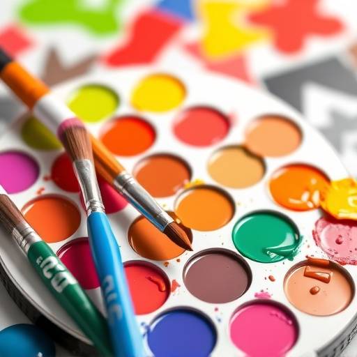 Icona graphic design: una tavolozza di colori con pennelli